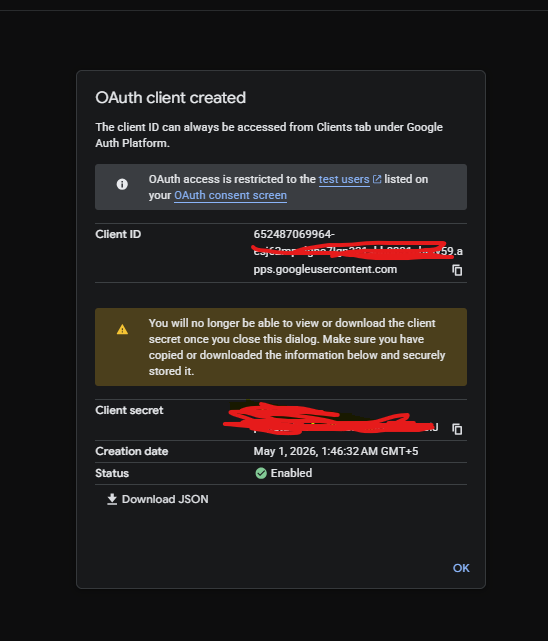 Paste client ID and client secret in Multi Drive